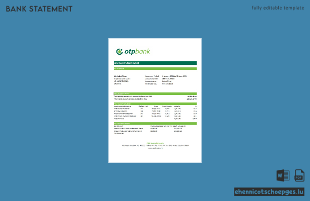 Beispiel eines Kontoauszugs im Excel-Format für Kroatien (OTP-Bankauszüge)